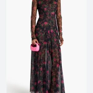 Philosophy black floral tulle dress